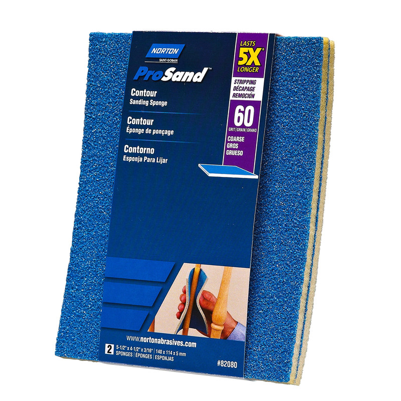 ProSand 5X Contour Sanding Sponge - 4-1/2" x 5-1/2" - 2 Pack - Grit:60 Grit